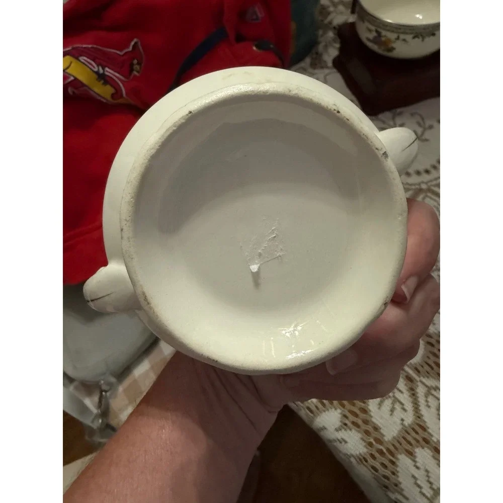 Vintage Floral Footed Sugar Bowl Gold Trim Cream Ceramic Double Handle Dish